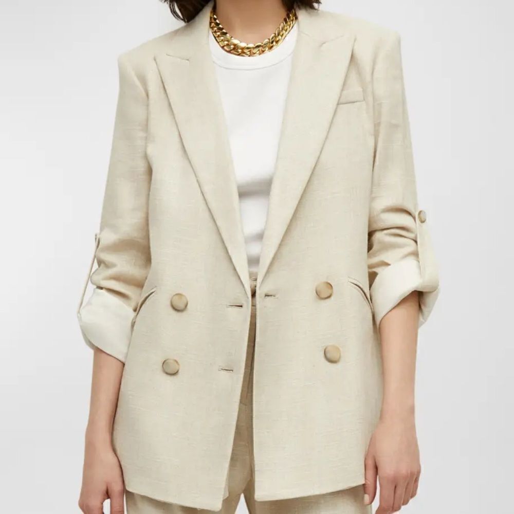 Veronica Beard Parineti Metallic Linen Dickey Blazer